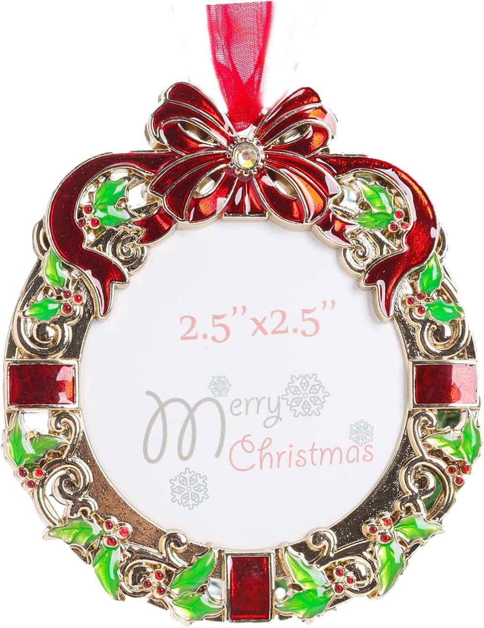Christmas Tree Ornaments – Silver Photo Frame Holiday Decorations & Keepsake Gifts